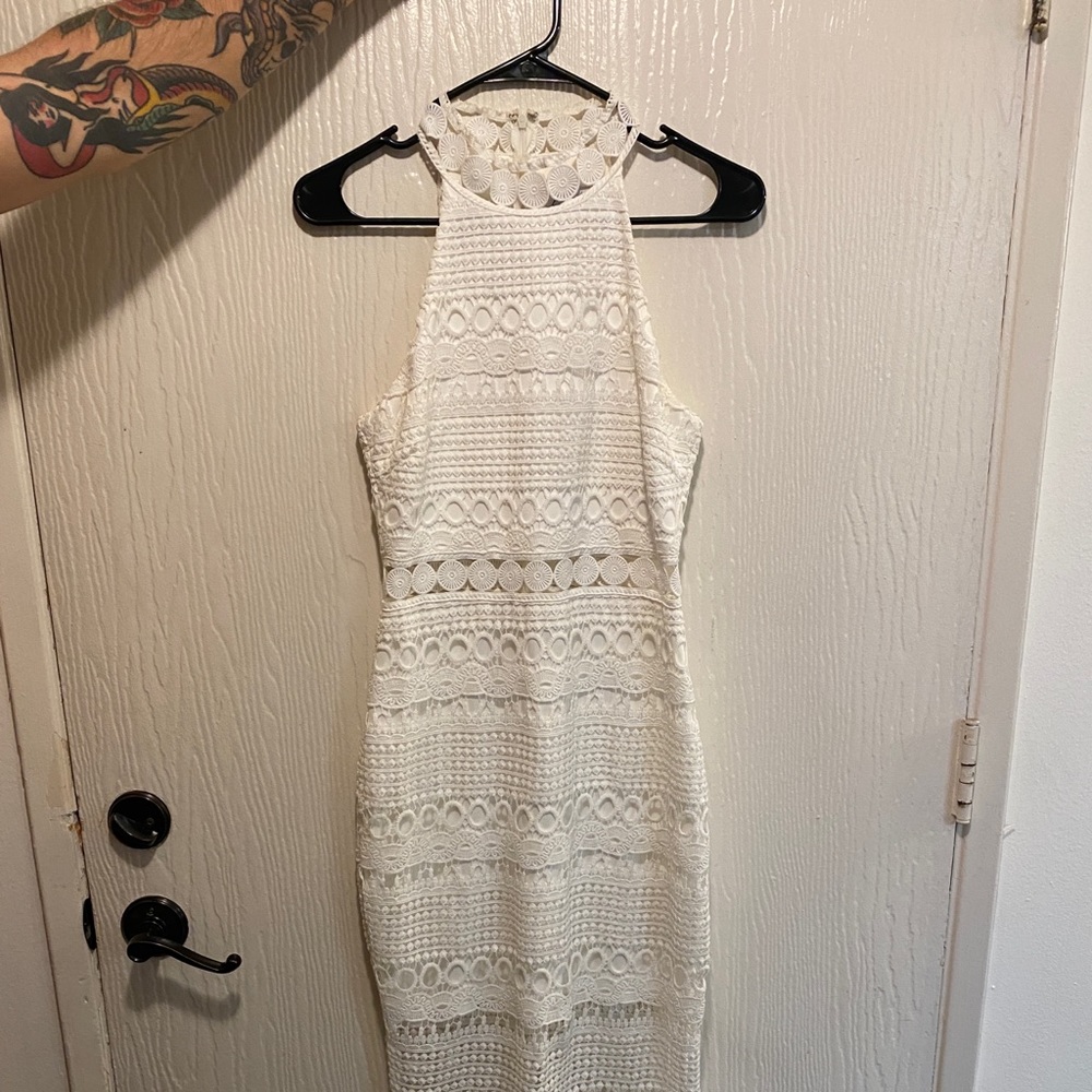 White midi dress (lightly discolored on neckline)